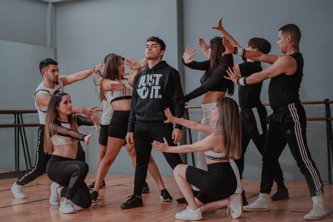 Group of dancers rehearsing.